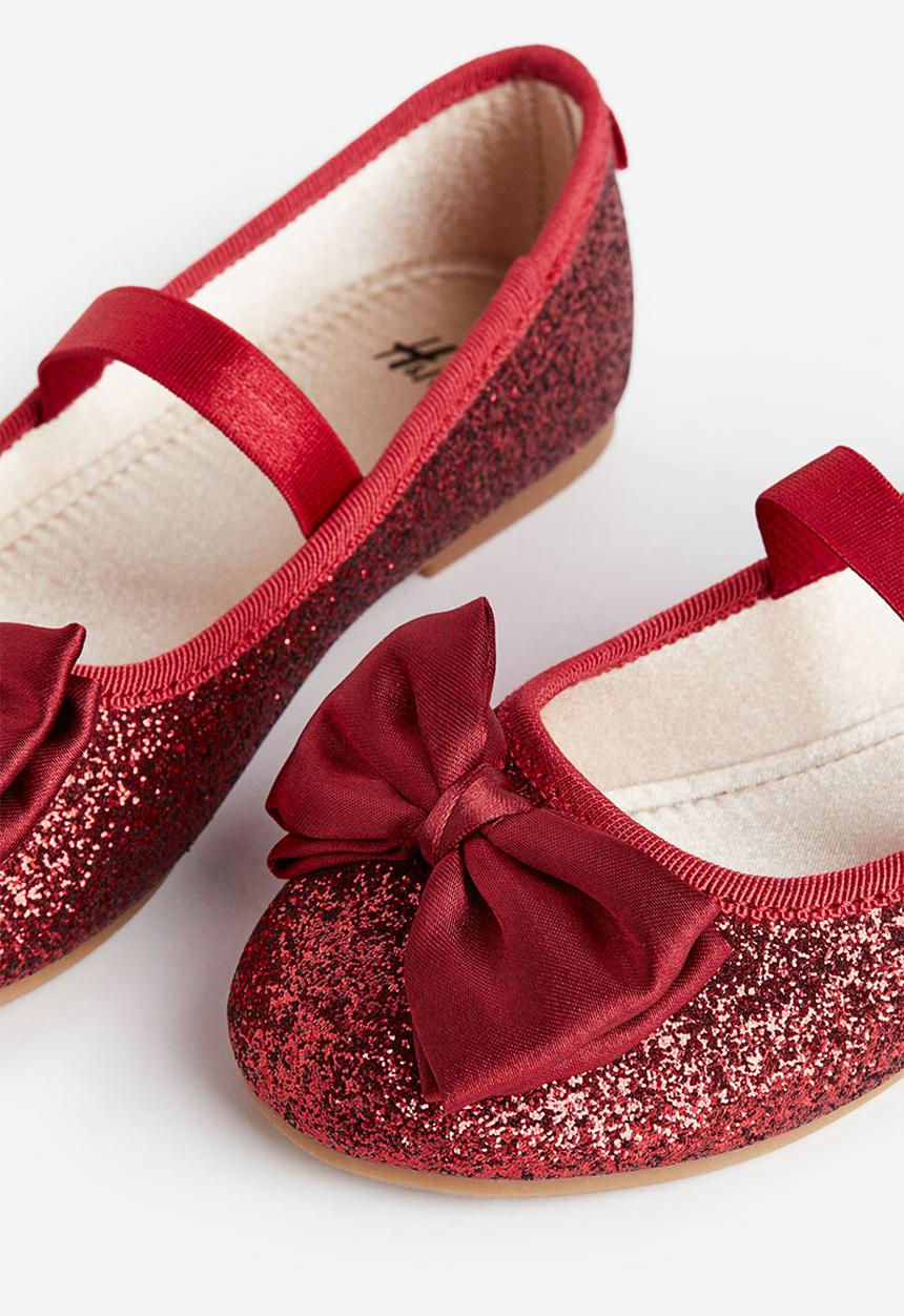 H&M - Appliquéd ballet pumps - red glitter