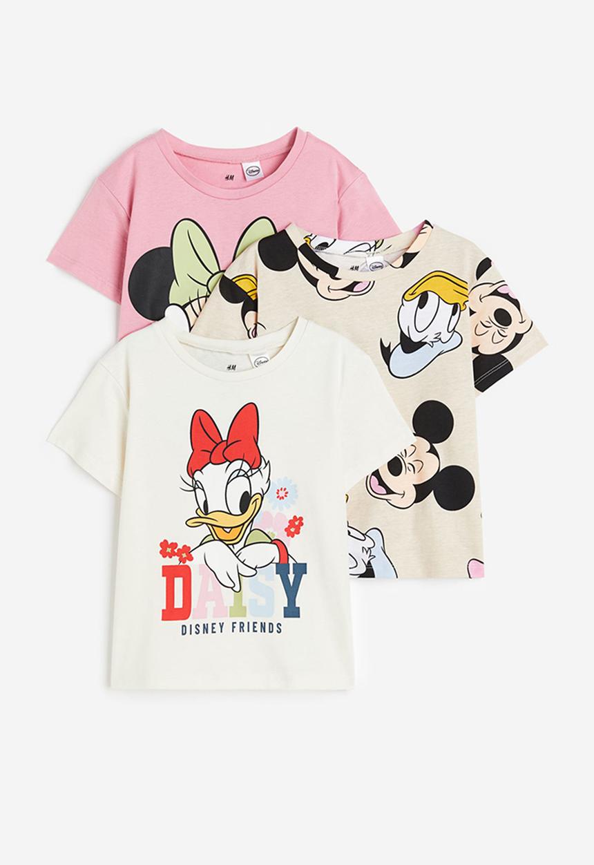 H&M - 3-Pack printed jersey tops - light beige minnie mouse