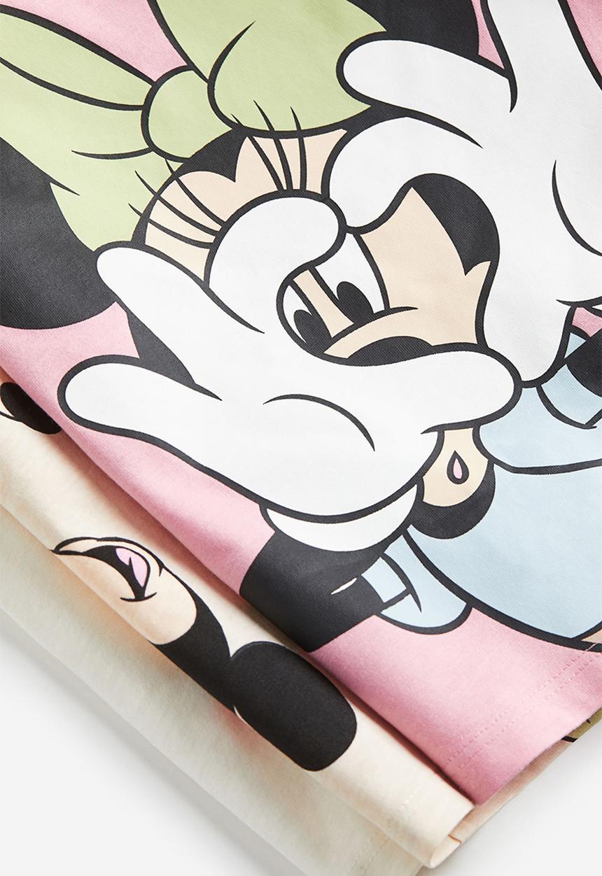 H&M - 3-Pack printed jersey tops - light beige minnie mouse