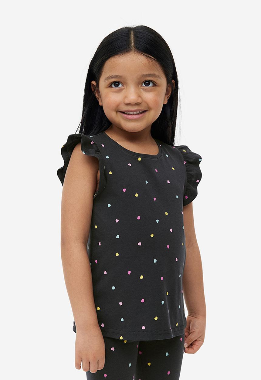 H&M - Jersey top - dark grey hearts