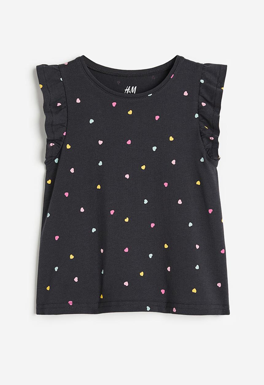 H&M - Jersey top - dark grey hearts