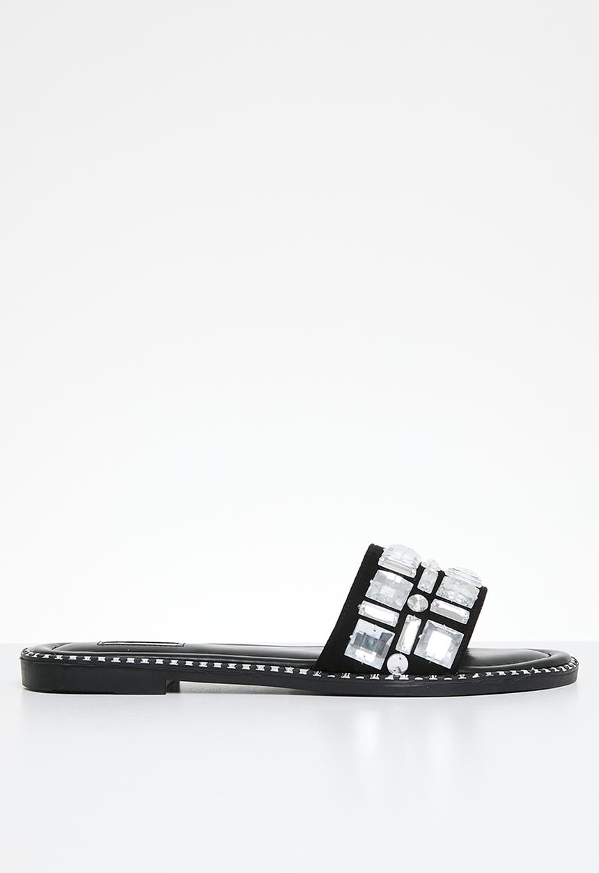 Plum - Embellished sandal - black & silver 