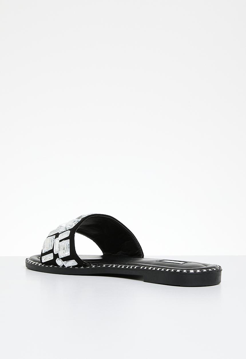 Plum - Embellished sandal - black & silver 