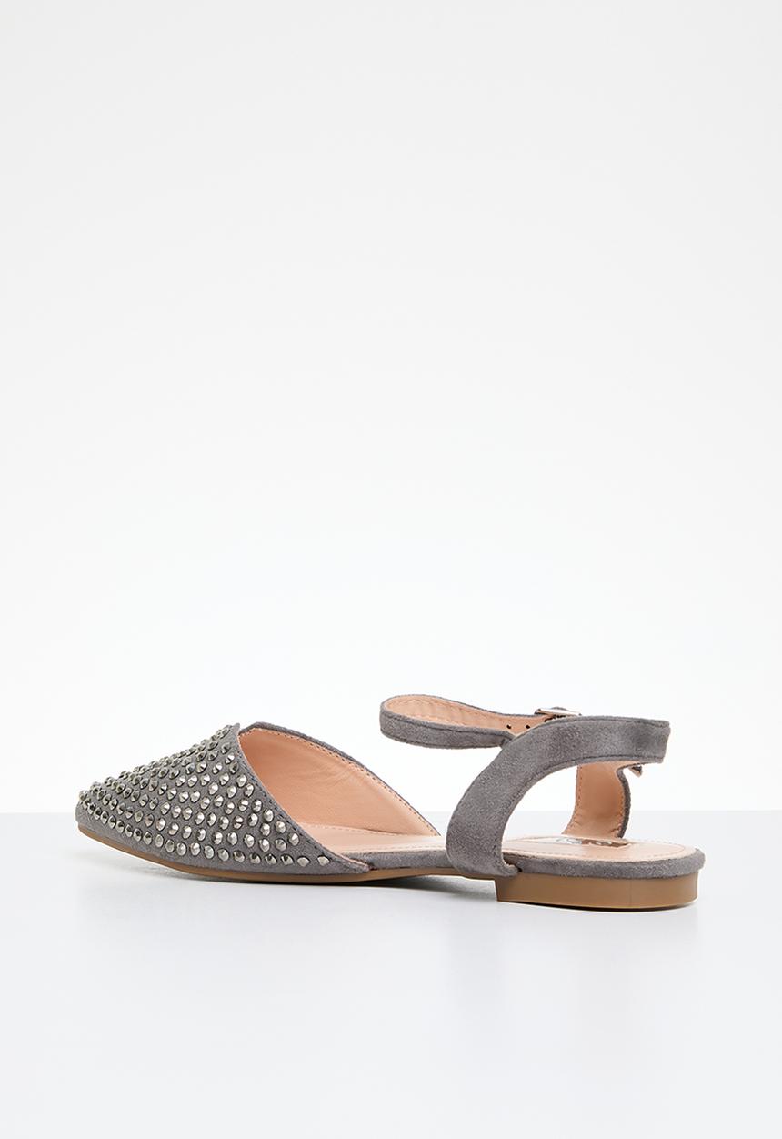 Plum - Embellished sling-back pump - black