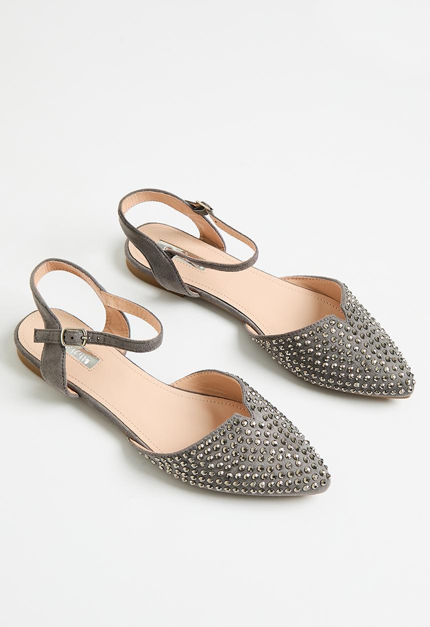 Plum - Embellished sling-back pump - black