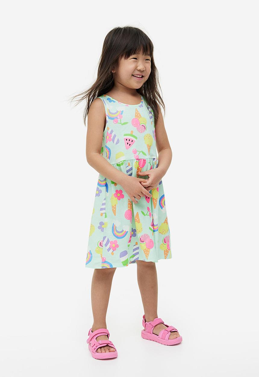 H&M - Patterned cotton dress - light green ice cream