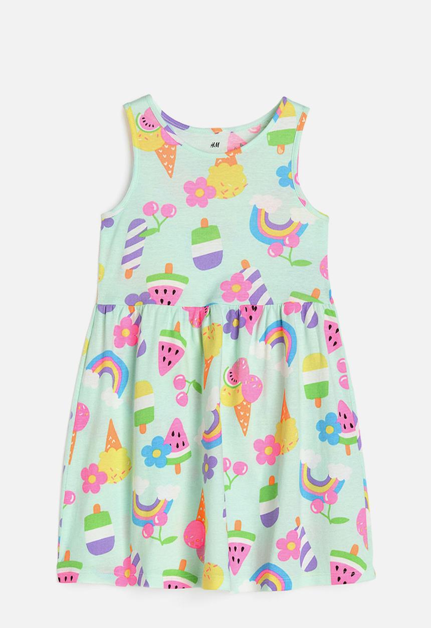 H&M - Patterned cotton dress - light green ice cream