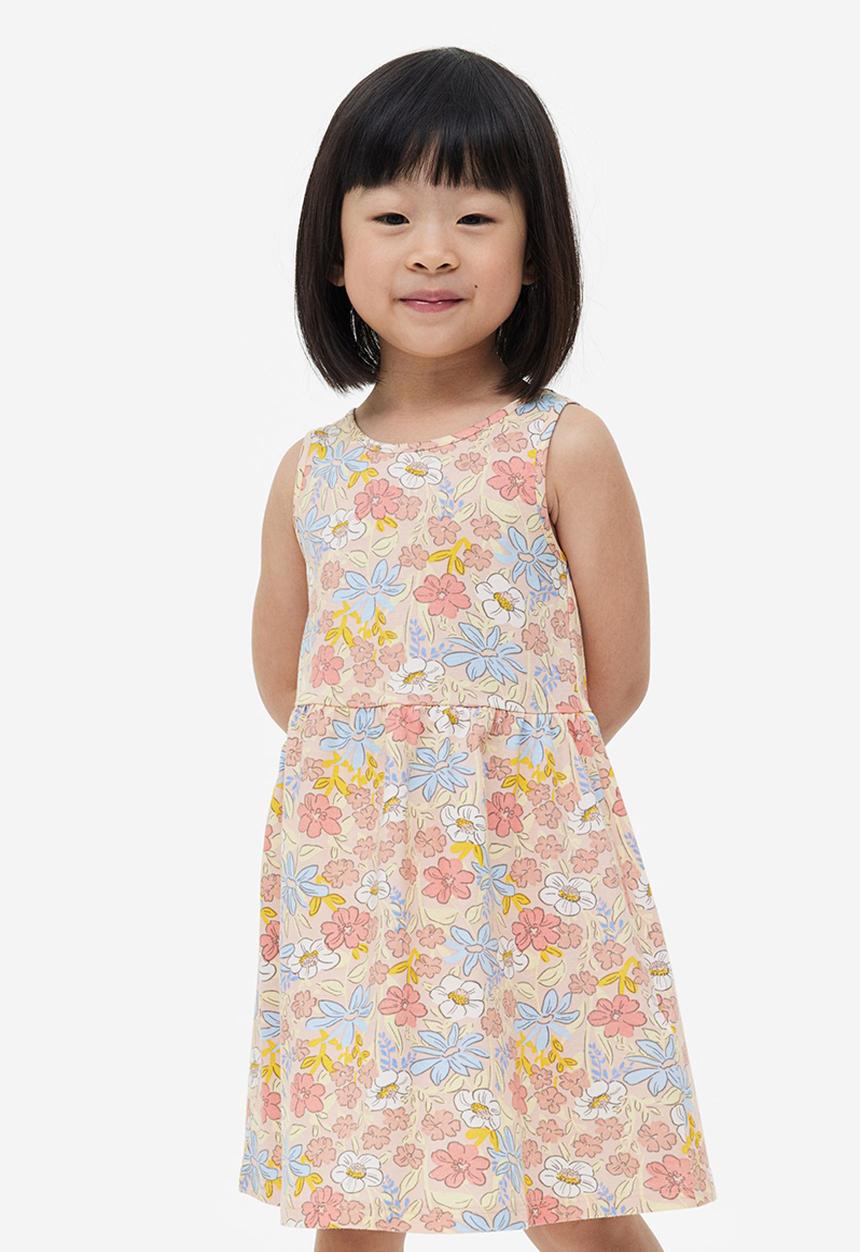 H&M - Patterned cotton dress - light pink floral