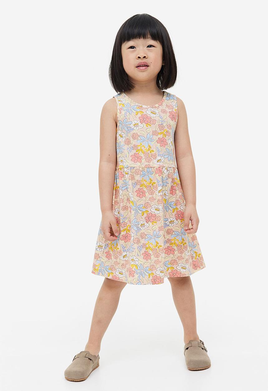H&M - Patterned cotton dress - light pink floral