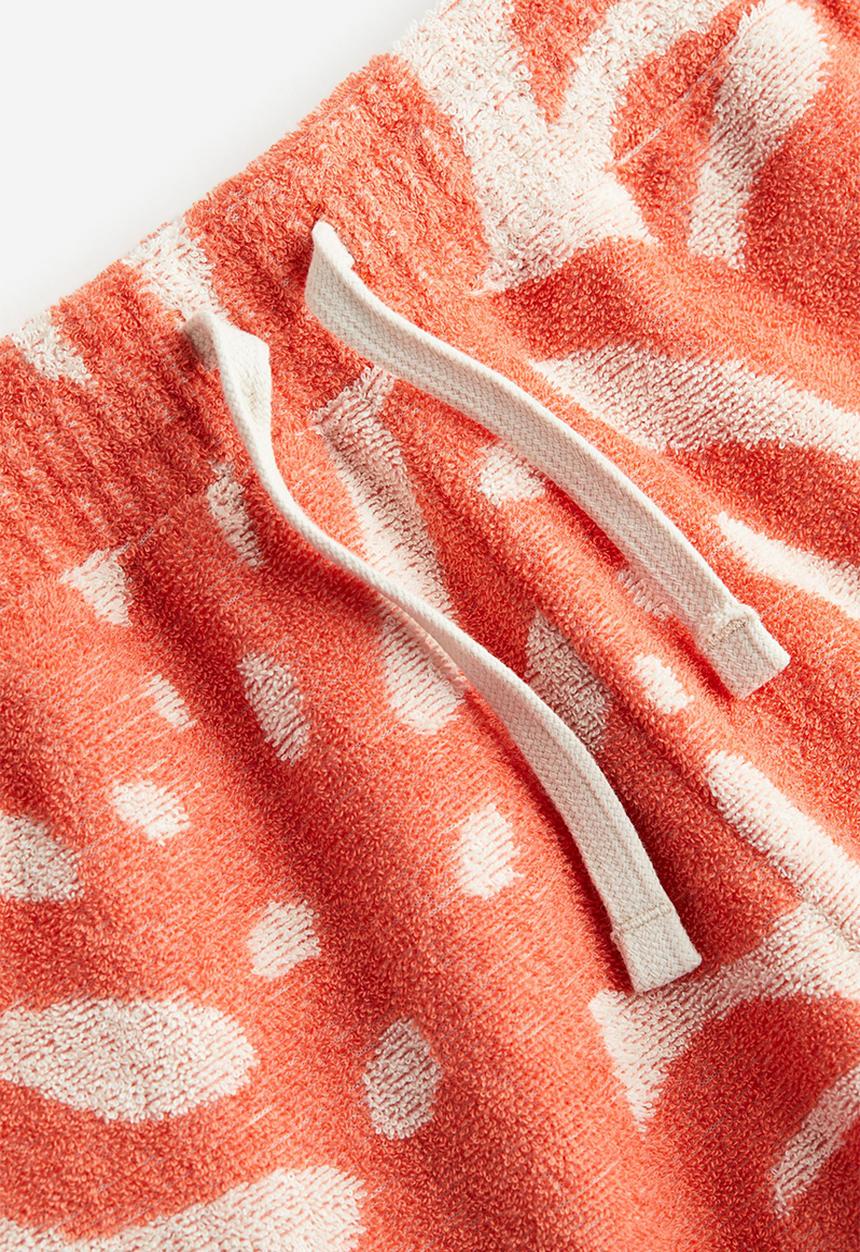 H&M - Patterned terry pull-on shorts - orange leaves