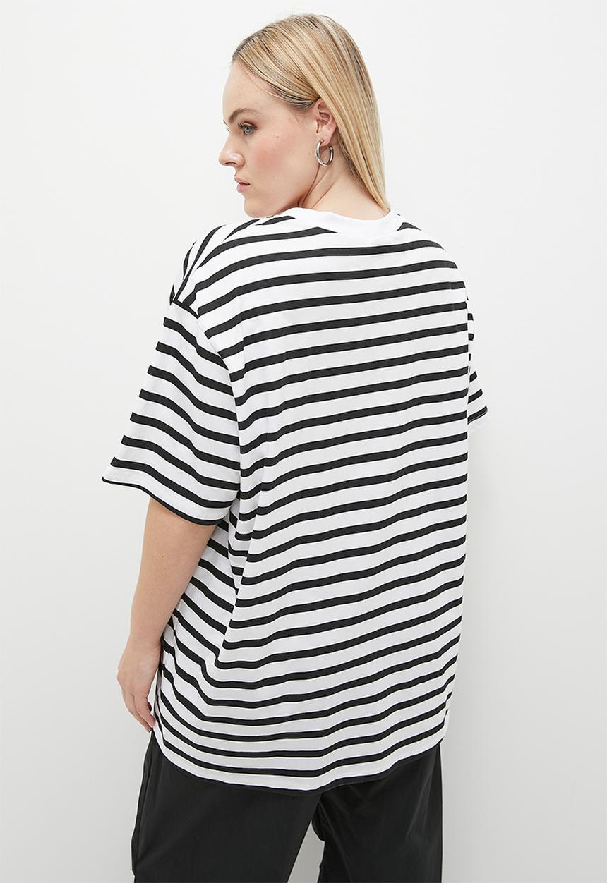 Blake - Striped Oversize Tee - Black & White