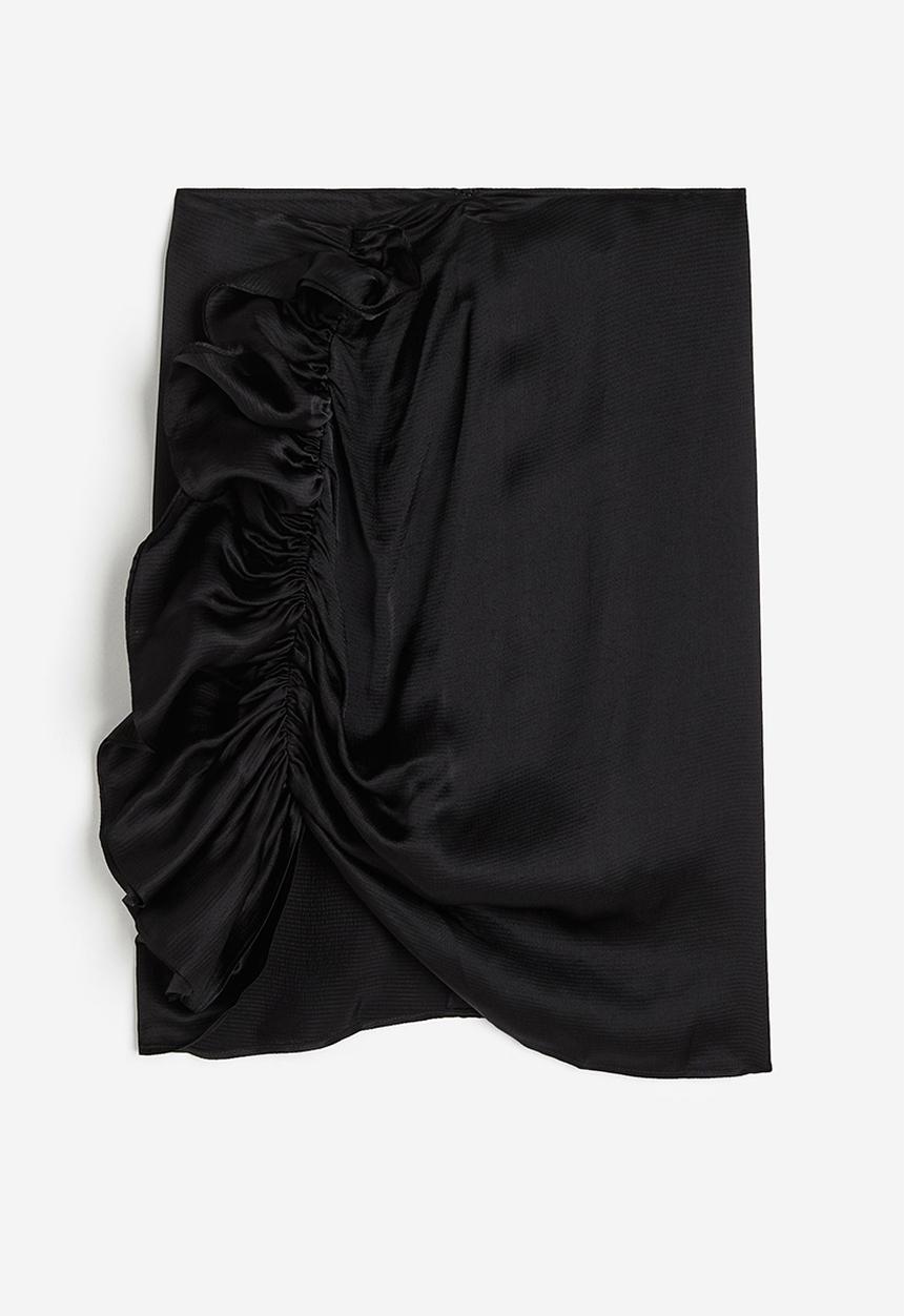 H&M - Draped flounce-detail skirt - black