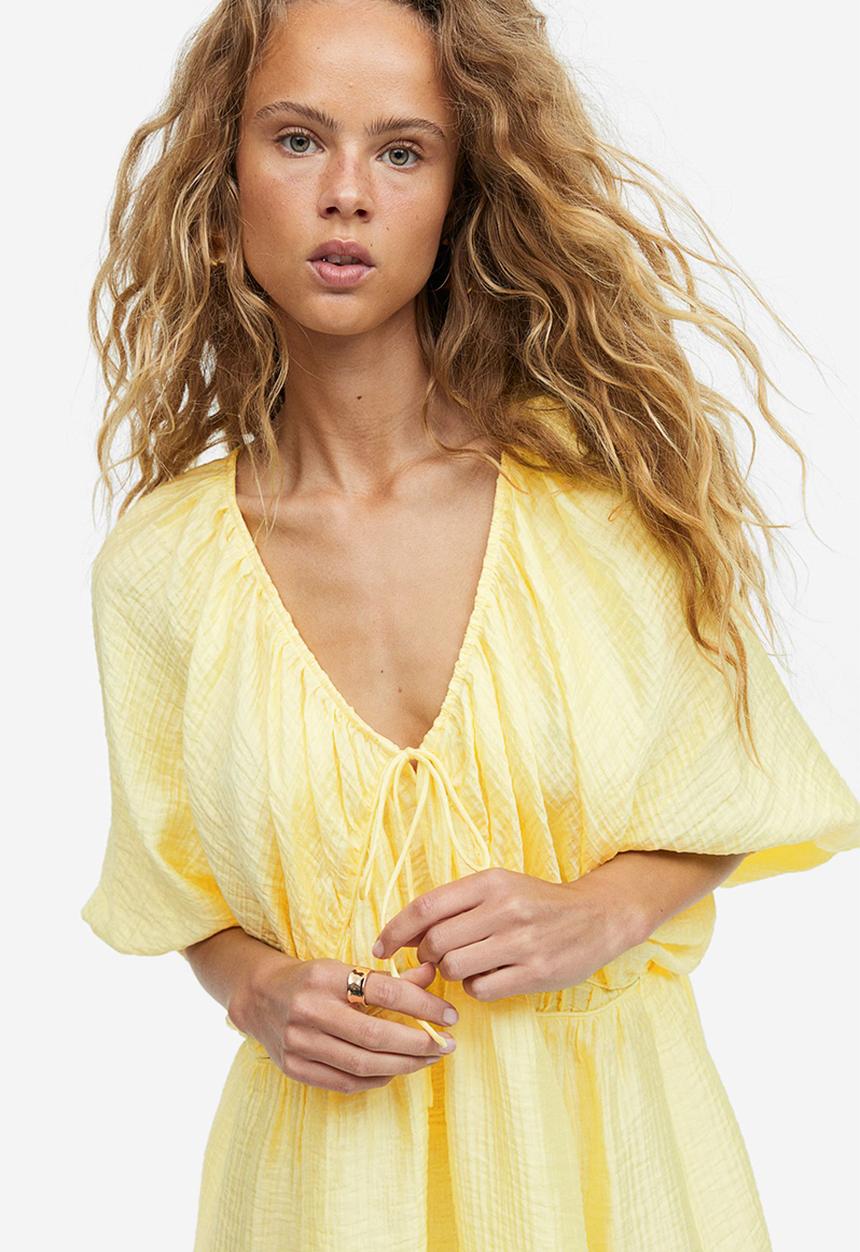 H&M - Oversized lyocell-blend dress - light yellow