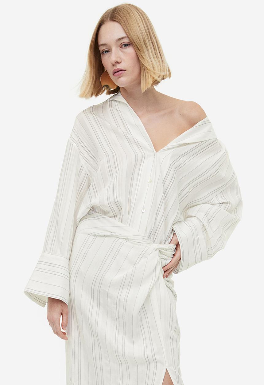 H&M - Jacquard-weave shirt - white striped