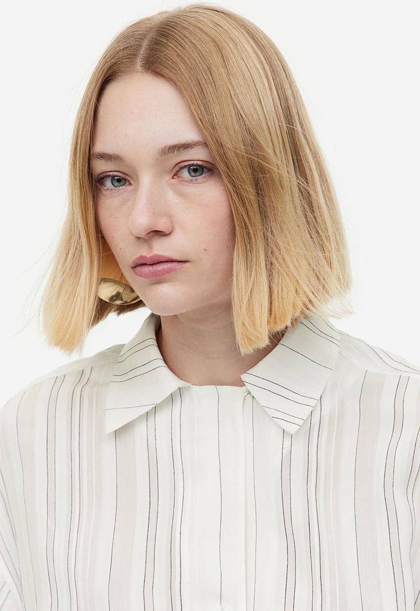 H&M - Jacquard-weave shirt - white striped