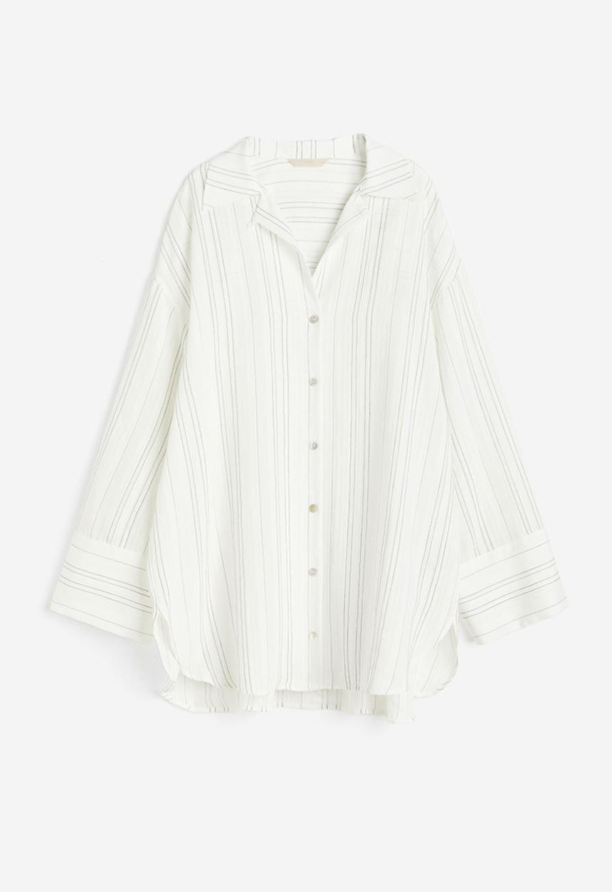 H&M - Jacquard-weave shirt - white striped