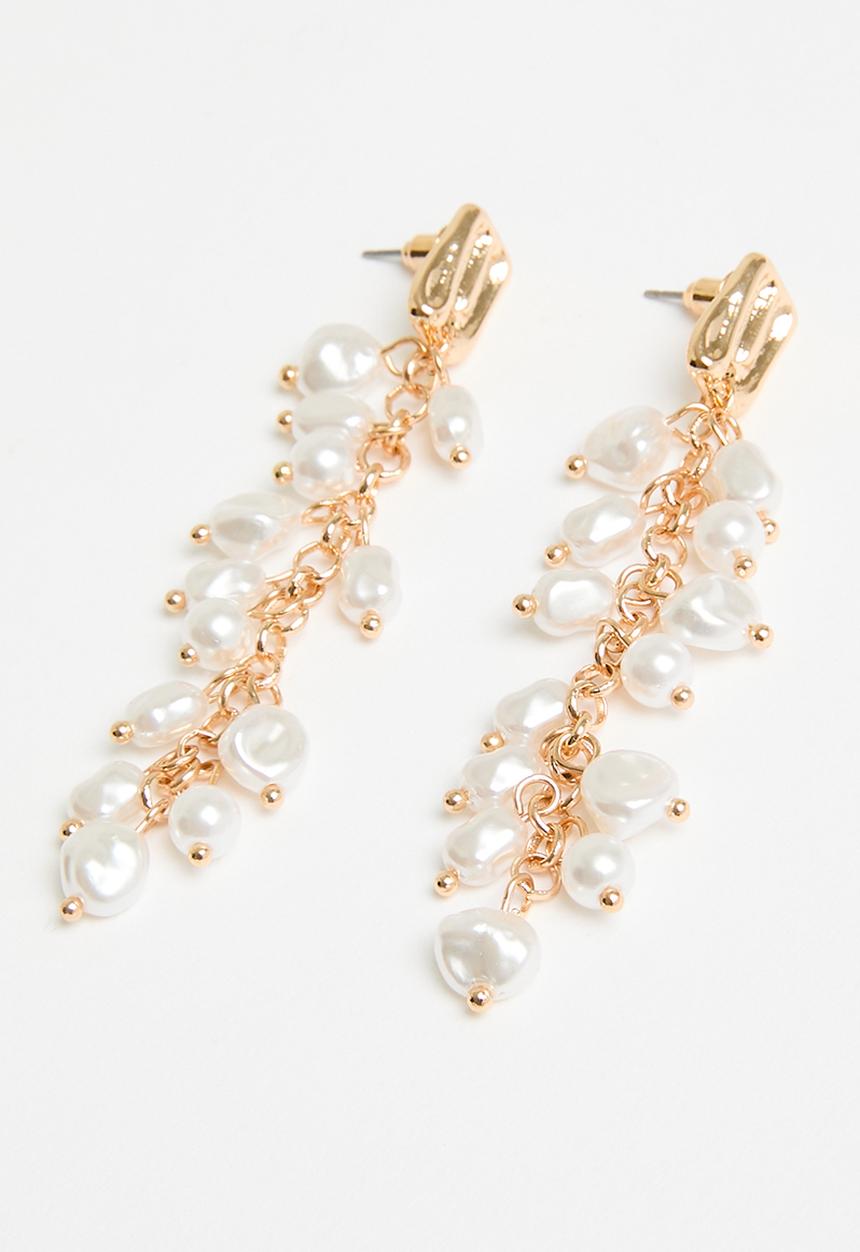 Tessa Design - Emma hammered disks and pearls 2pk earrings - gold