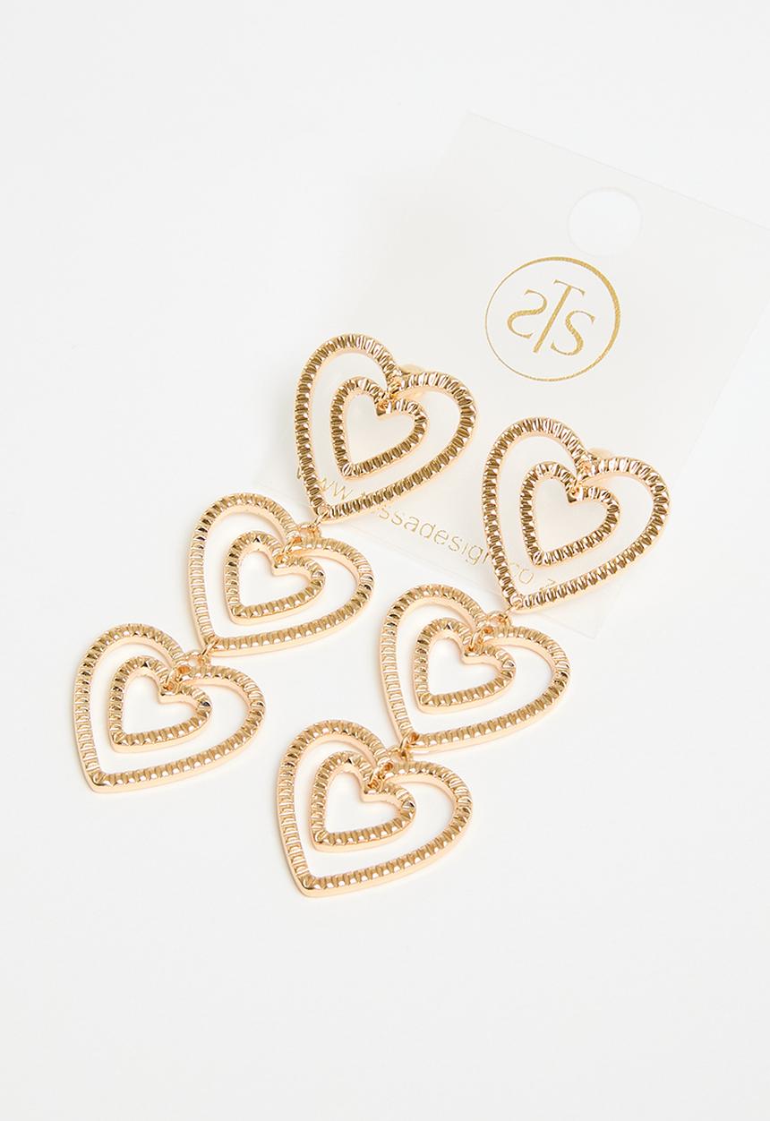 Tessa Design - Sophia hearts drop earring - gold