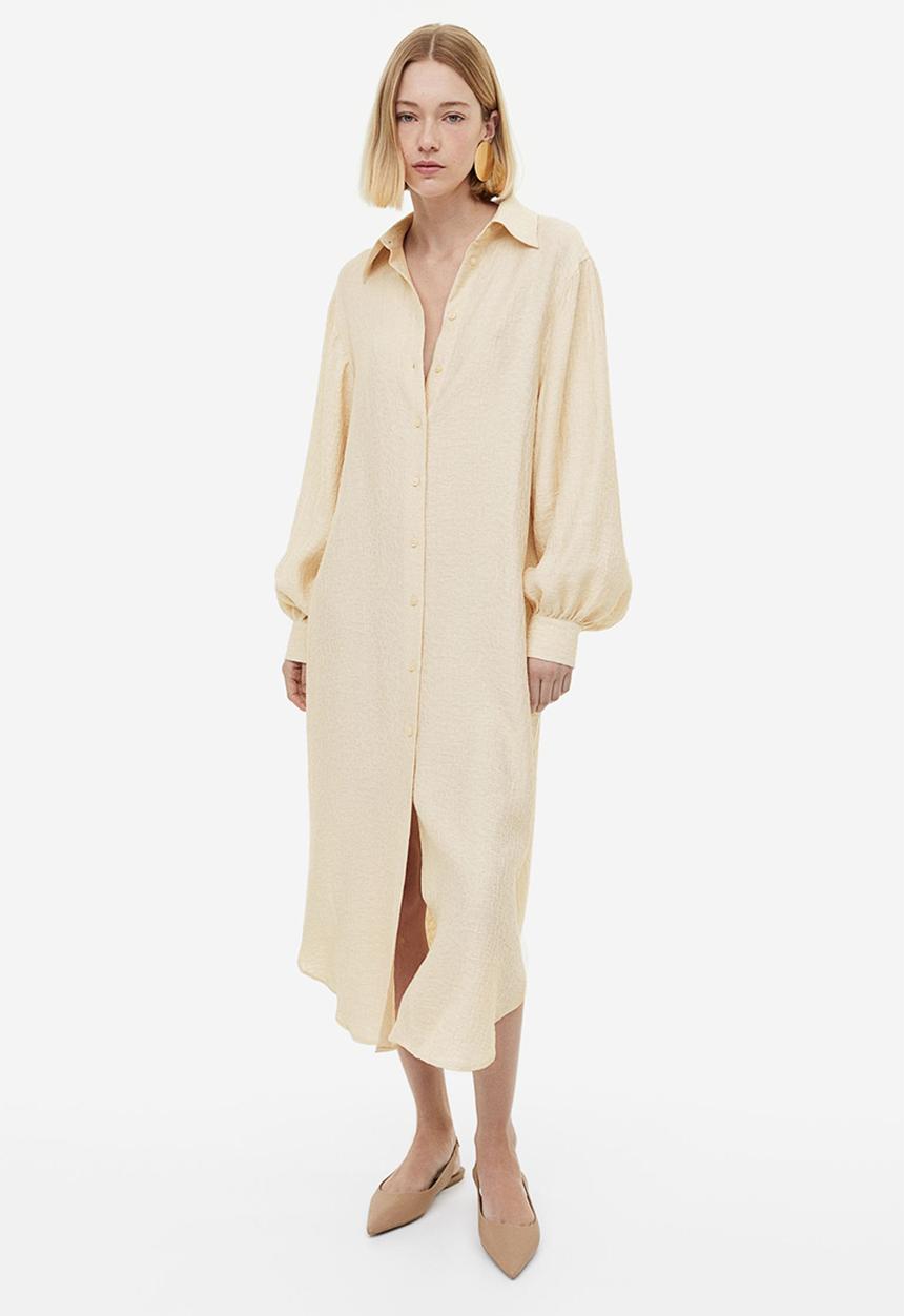 H&M - Oversized shirt dress - light beige 