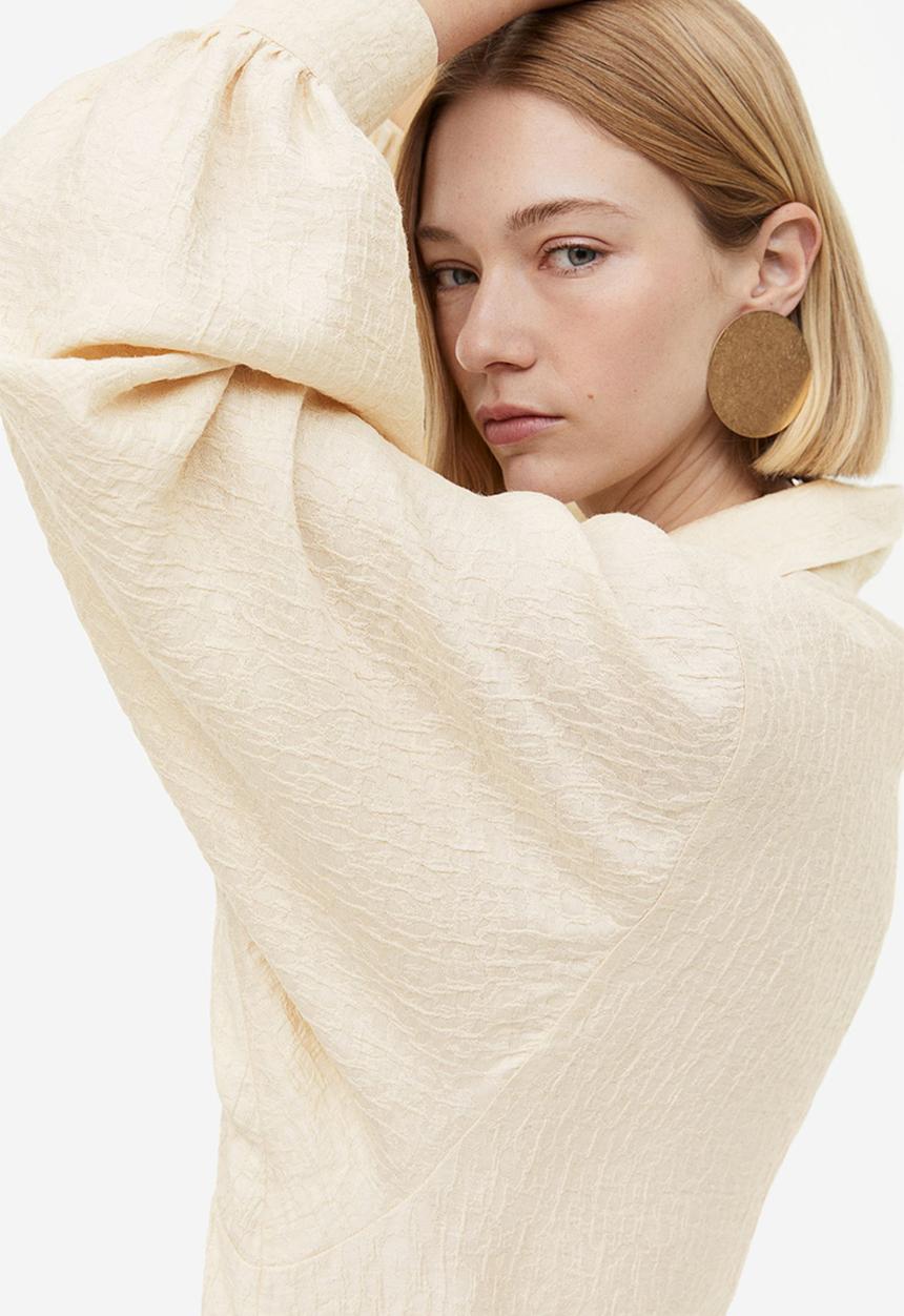 H&M - Oversized shirt dress - light beige 