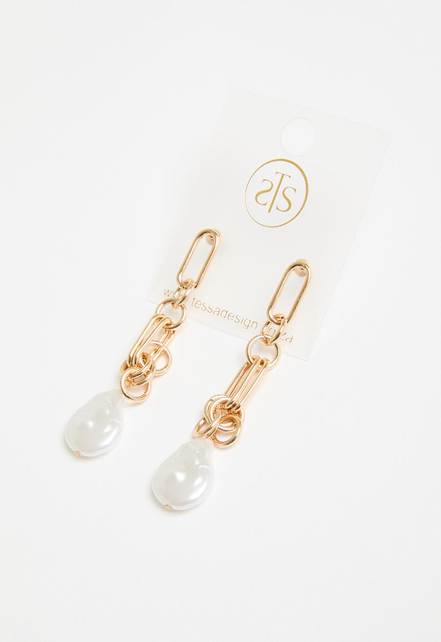 Tessa Design - Ella links and pearl earring - gold