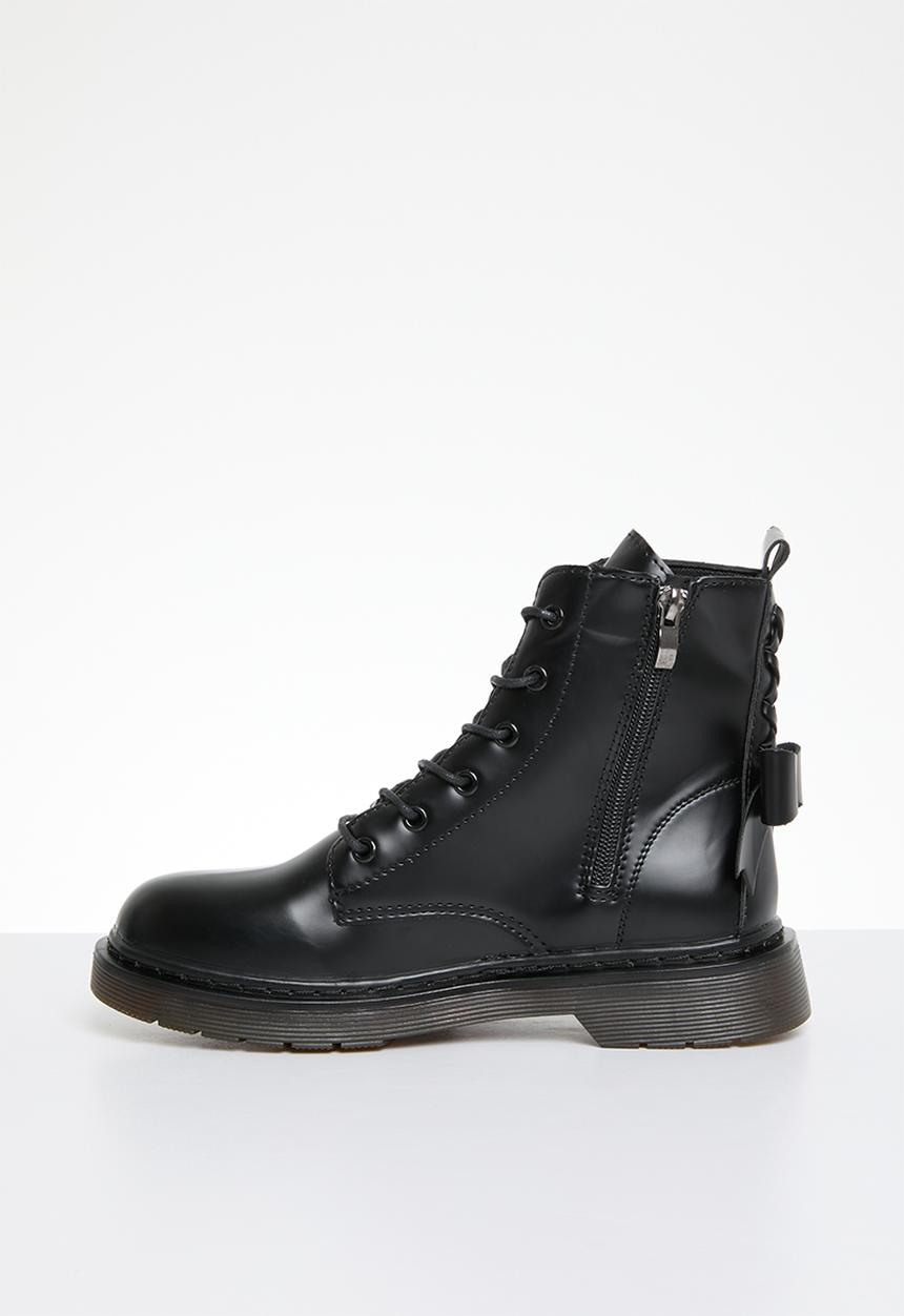 Pop Candy - Lace up side zip boots - black