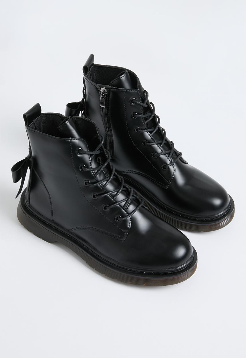 Pop Candy - Lace up side zip boots - black