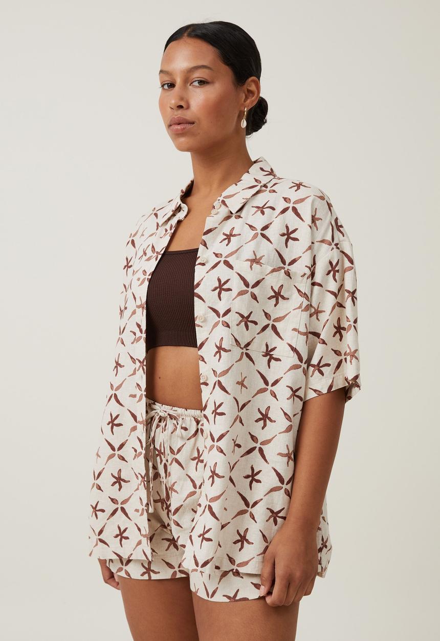 Cotton On - Haven Short Sleeve Shirt - Seastar Tile Stone