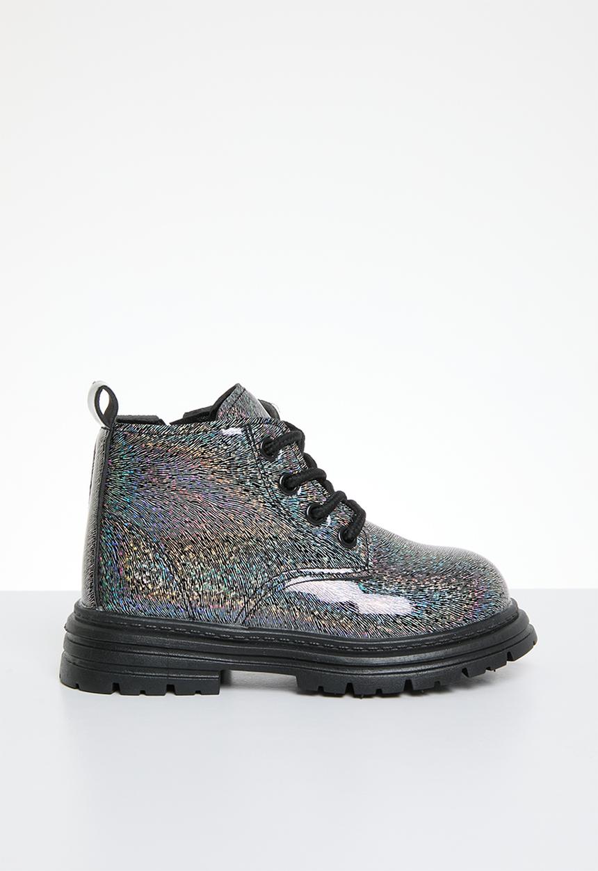 Pop Candy - Patent lace up boots - black