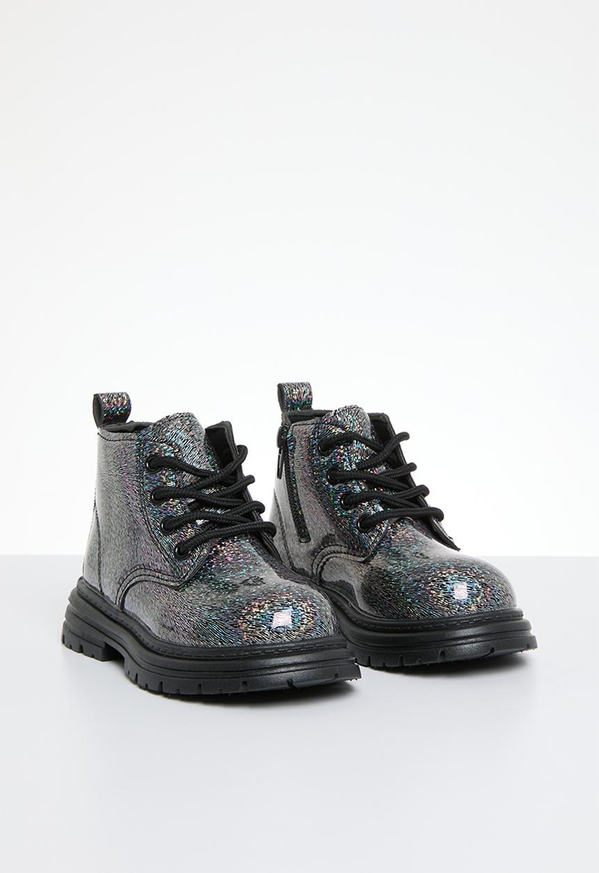 Pop Candy - Patent lace up boots - black