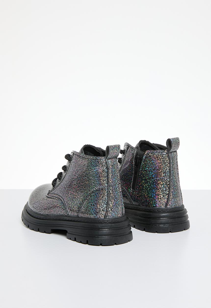Pop Candy - Patent lace up boots - black