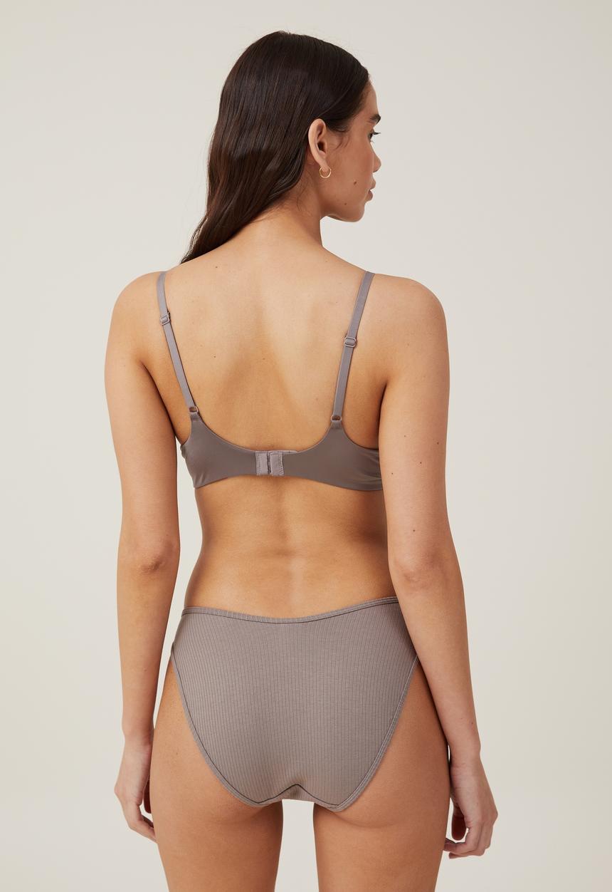 Cotton On - Organic Cotton Rib Bikini Brief - Desert Grey
