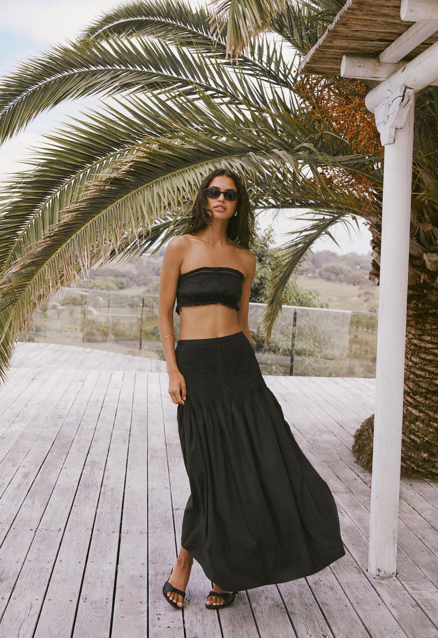 Cotton On - Pia Pin Tuck Maxi Skirt - Black