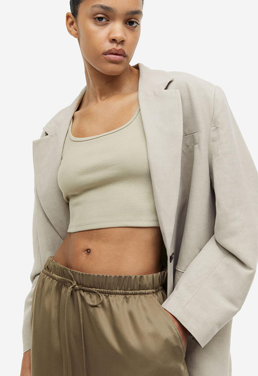 H&M - Lyocell-blend trousers - khaki green 