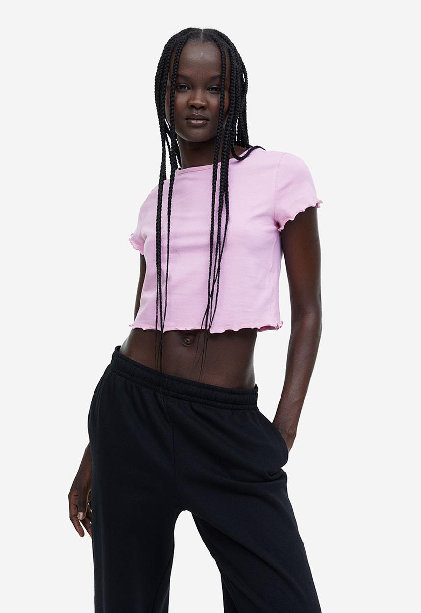 H&M - Cropped T-shirt - pink