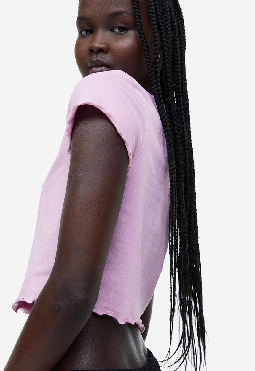 H&M - Cropped T-shirt - pink