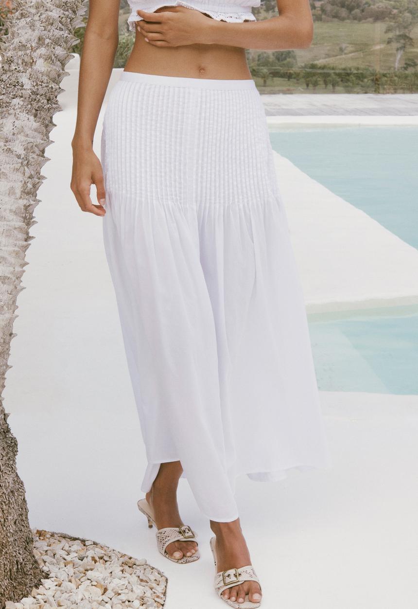 Cotton On - Pia Pin Tuck Maxi Skirt - White