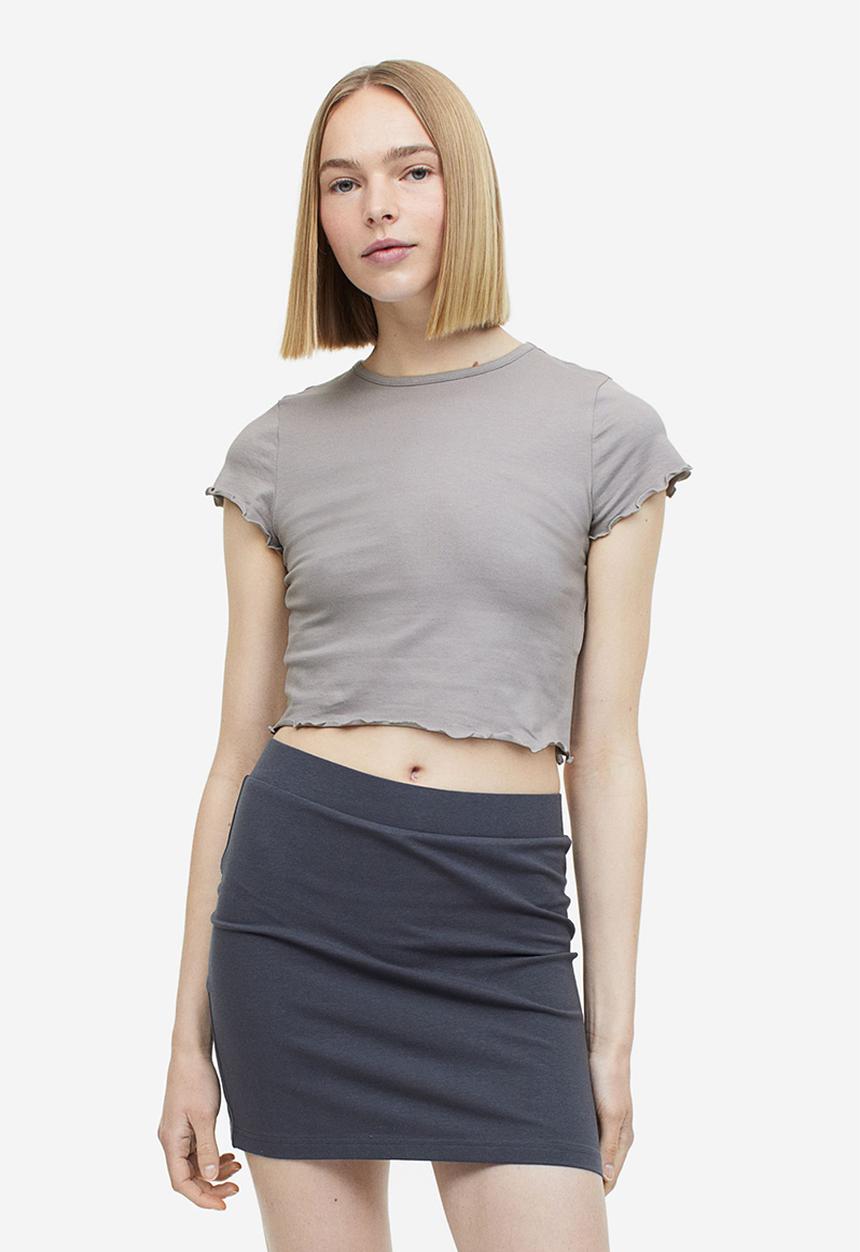 H&M - Cropped T-shirt - light grey 