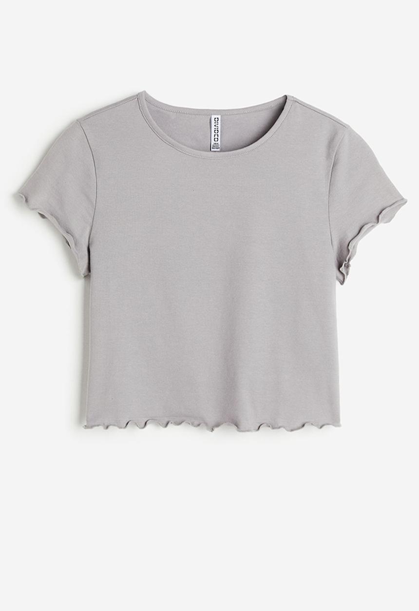 H&M - Cropped T-shirt - light grey 