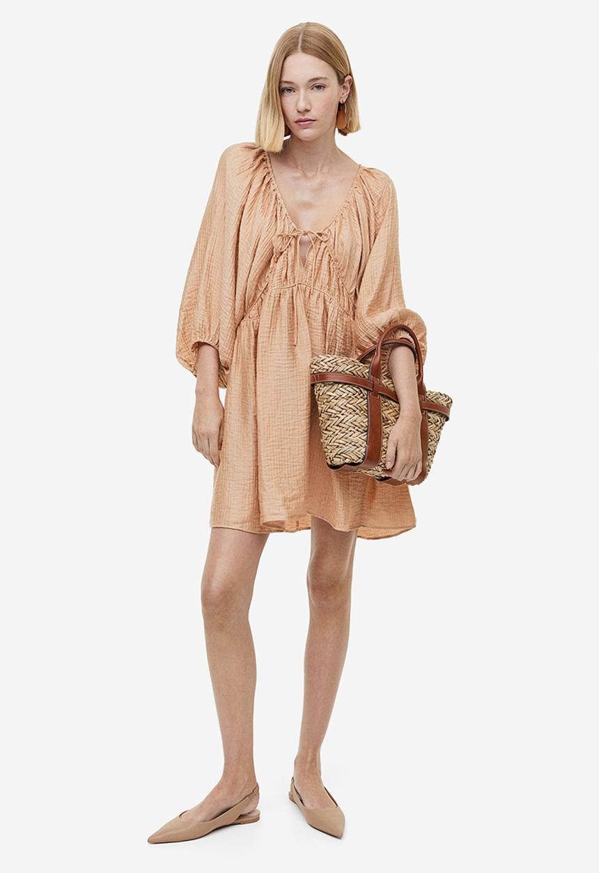 H&M - Oversized lyocell-blend dress - beige