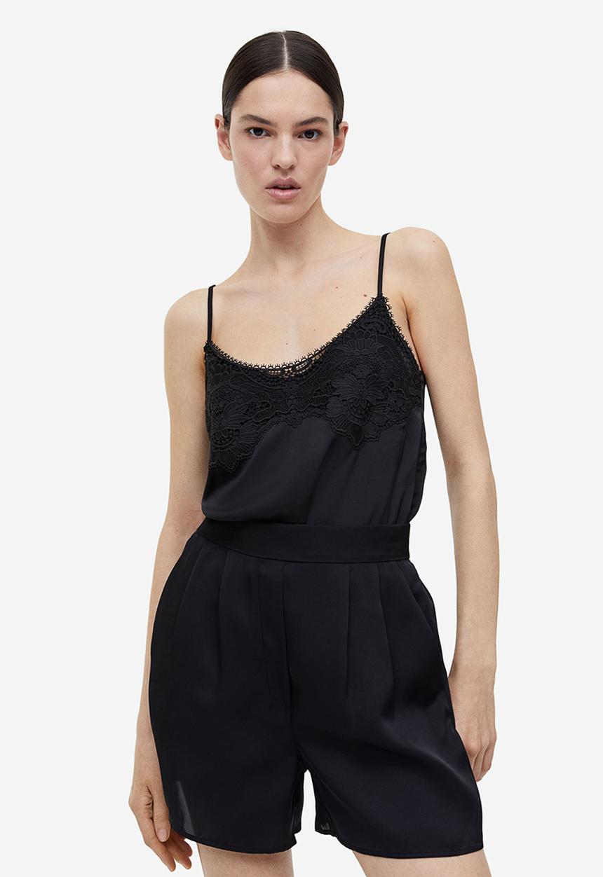 H&M - Satin pull-on shorts - black