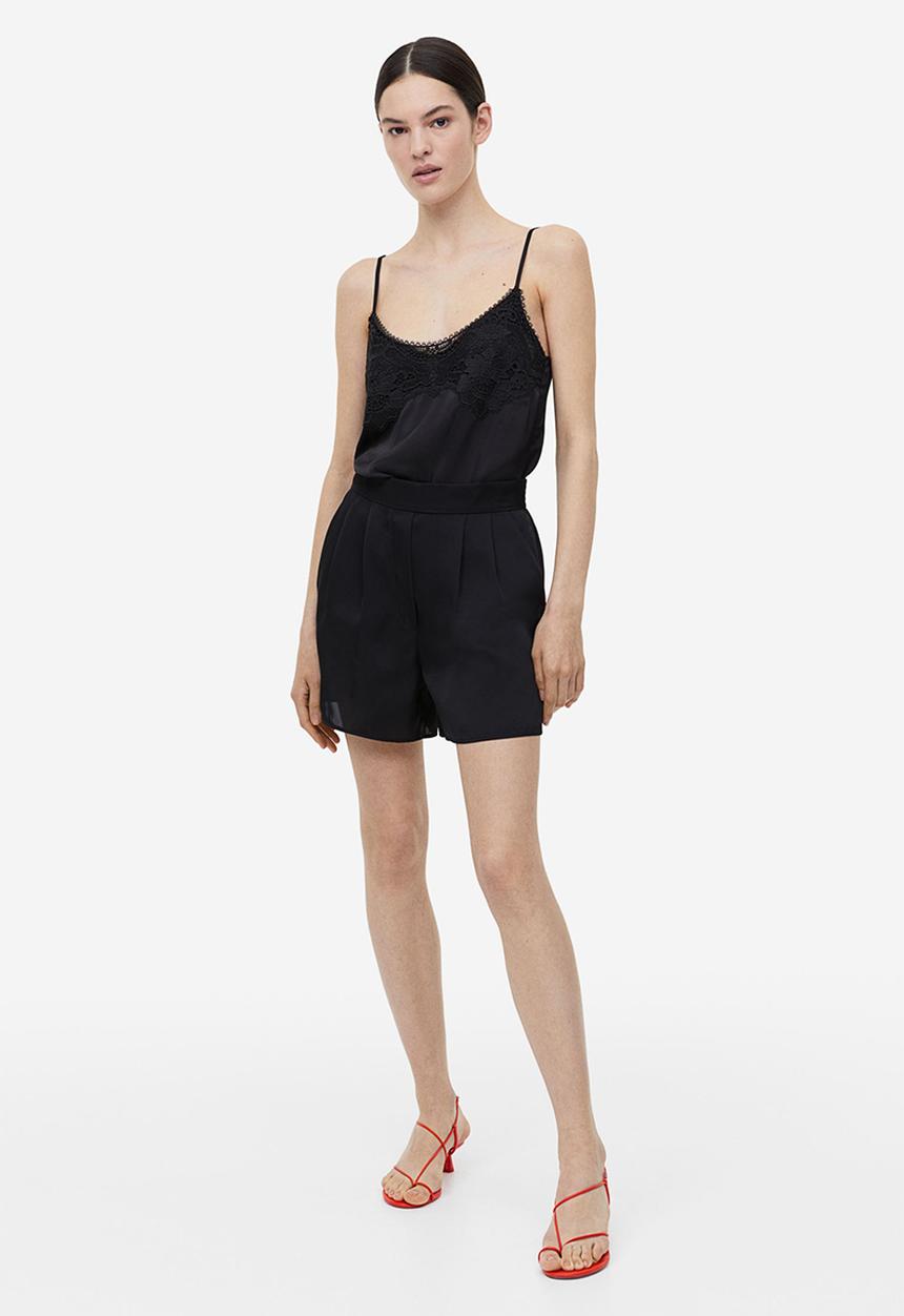 H&M - Satin pull-on shorts - black