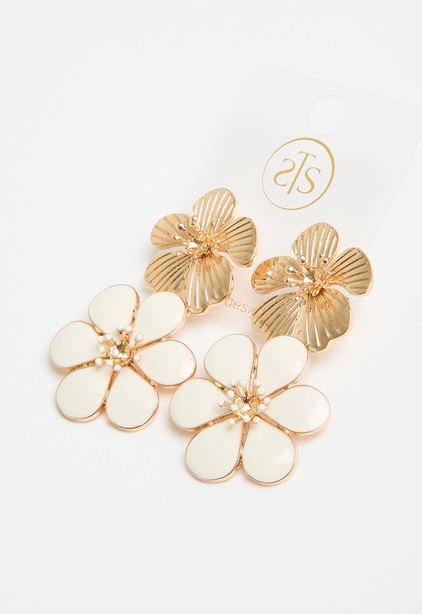 Tessa Design - Charlotte two flowers earring - gold