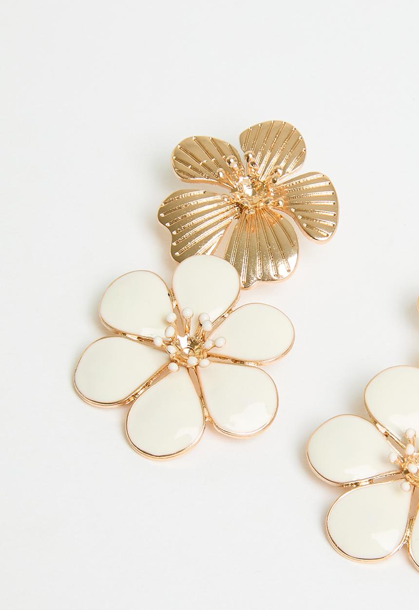 Tessa Design - Charlotte two flowers earring - gold