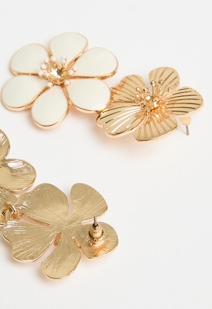 Tessa Design - Charlotte two flowers earring - gold