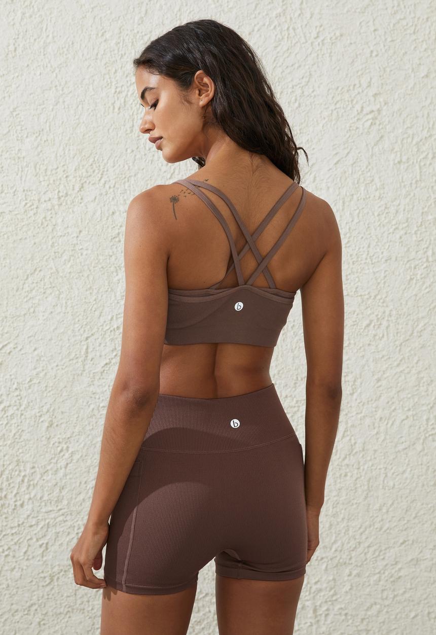 Cotton On - Seamless Double Layer Crop - Deep Taupe