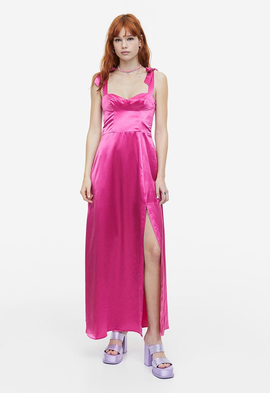 H&M - Tie-strap corset dress - cerise 