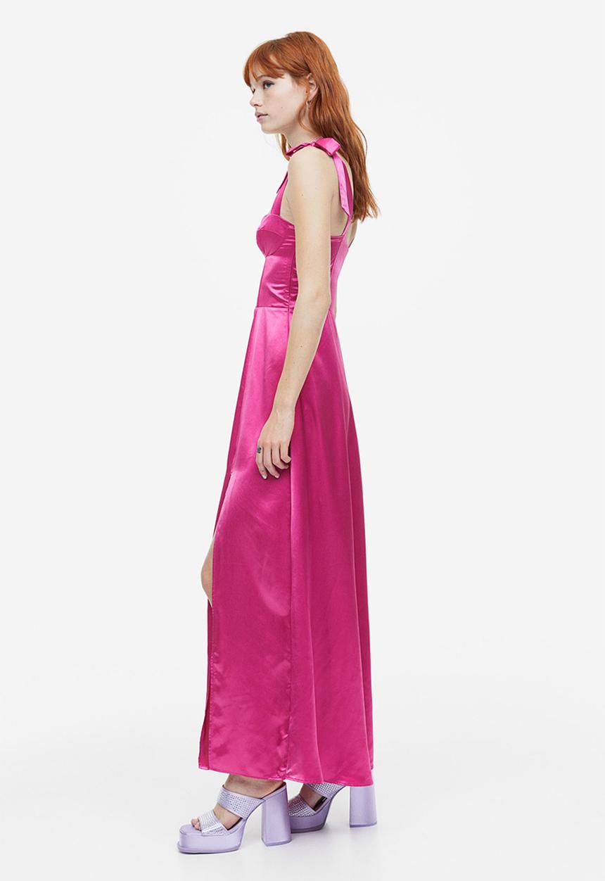 H&M - Tie-strap corset dress - cerise 