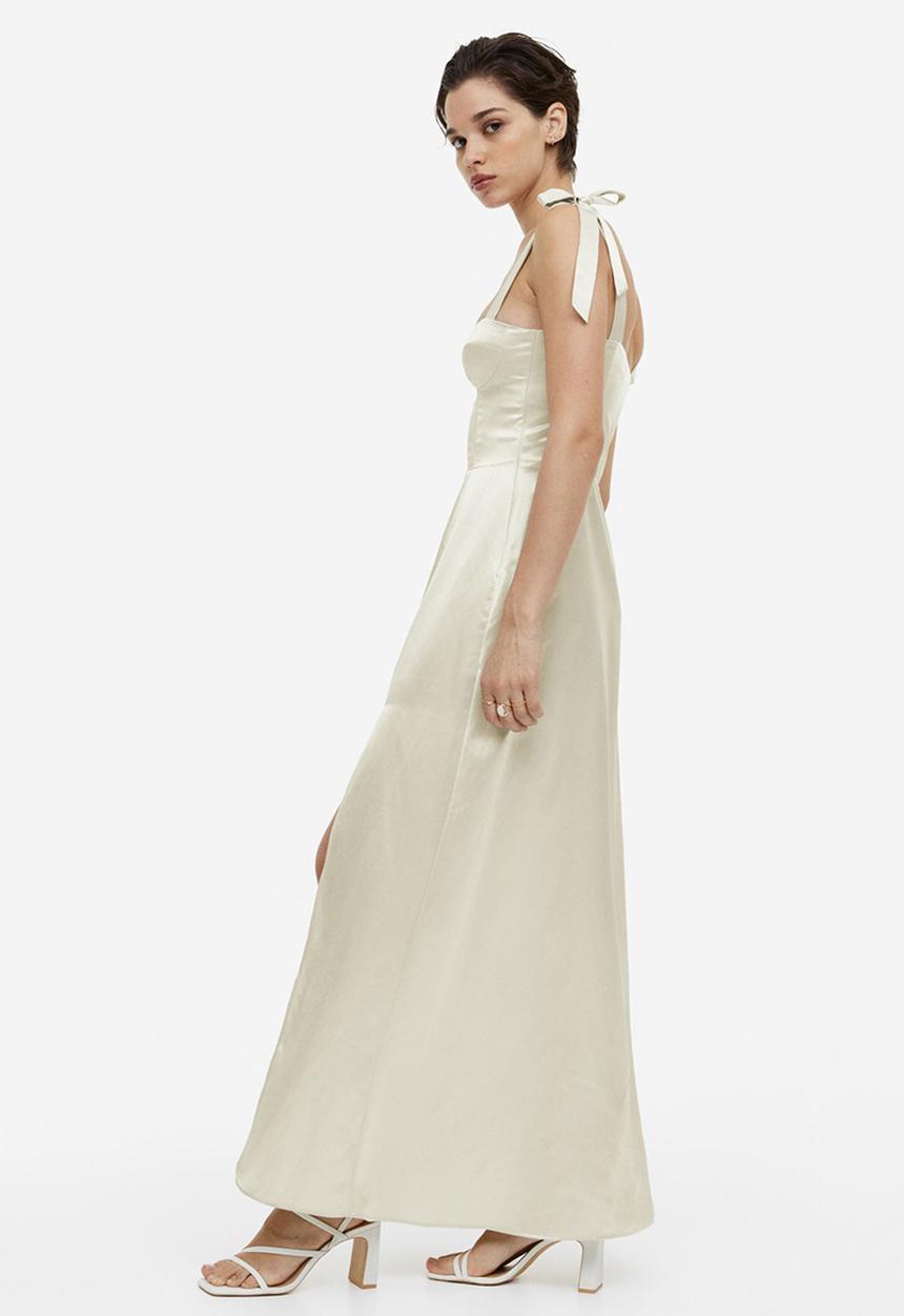 H&M - Tie-strap corset dress - light beige