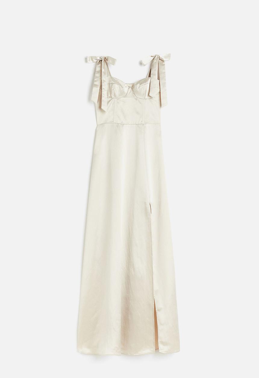 H&M - Tie-strap corset dress - light beige